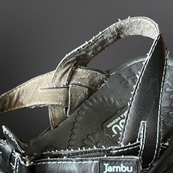 Jambu Cherry Sandals Leather Eco-Friendly Comfort Black Hiking Walking 8.5 - Picture 3 of 6